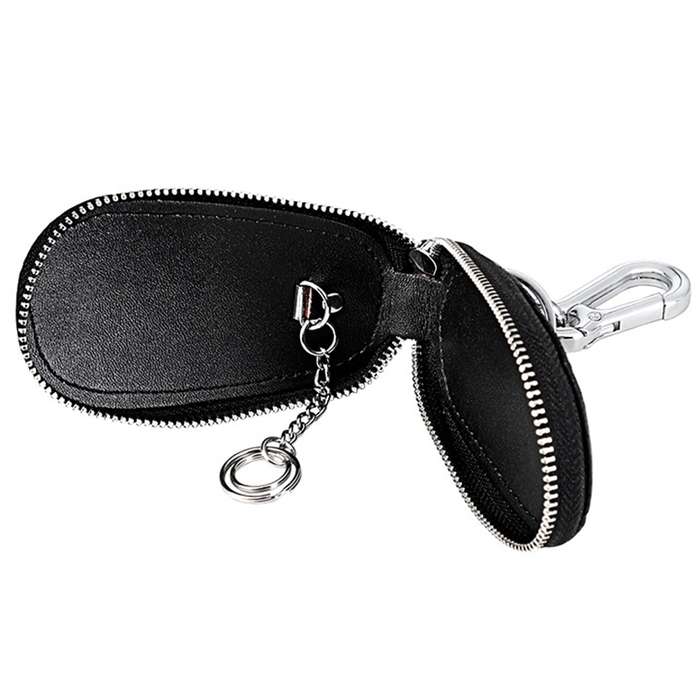 Crocodile Texture First Layer Cowhide Hanging Waist Car Key Bag(Black)