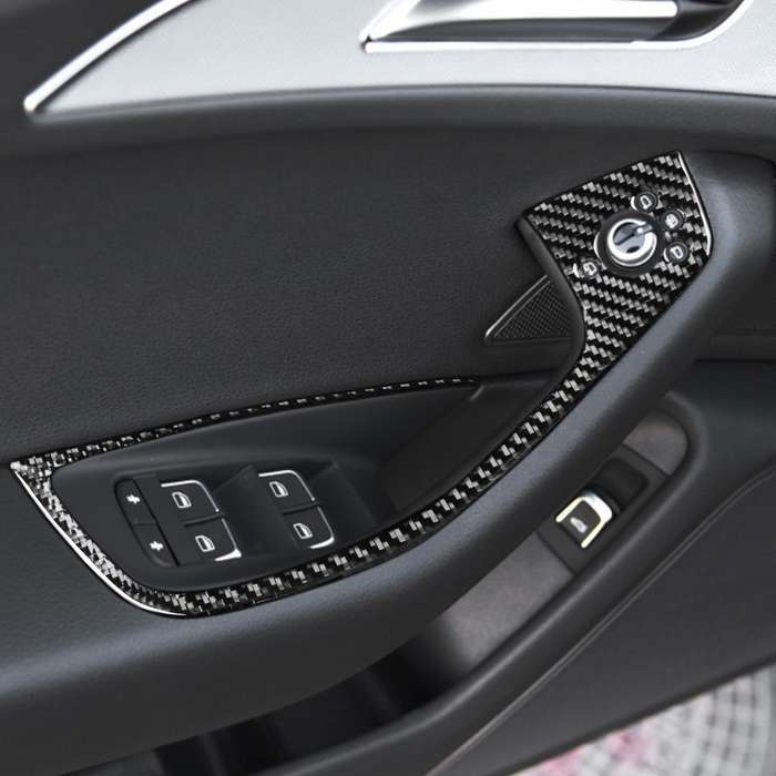 Car Carbon Fiber Glass Lifter Short Style Decorative Sticker for Audi A6 S6 C7 A7 S7 4G8 2012-2018 R