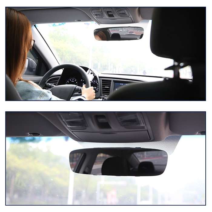 3R-334 Planemirror 250mm Car Rearview Retrofit Frameless Clear Large Mirror(White)
