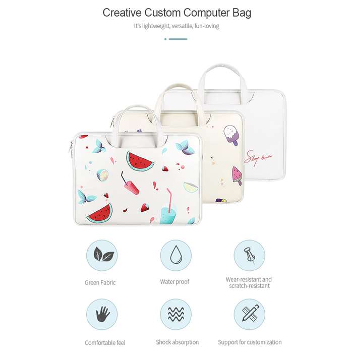 ST01KT Lightweight PU Printed Laptop Bag, Size:14.1-15.4 inch(Ice Cream)