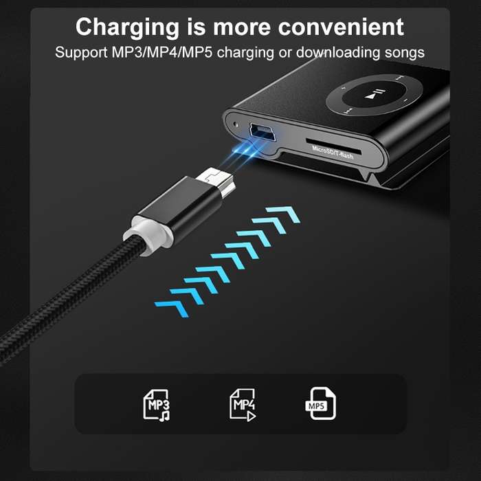 5 PCS Mini USB to USB A Woven Data / Charge Cable for MP3, Camera, Car DVR, Length:1m(Rose Gold