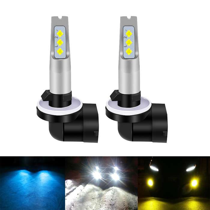 1 Pair 881 DC 12V-24V 12W 1800LM Car LED Fog Light(Yellow Light)