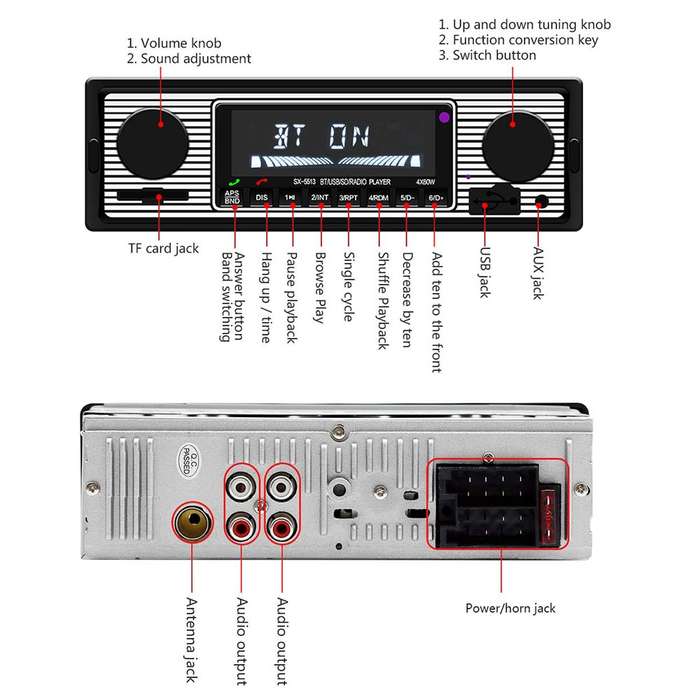 SX-5513 Car LCD Bluetooth 12V MP3 Player, Support FM / TF / U Disk