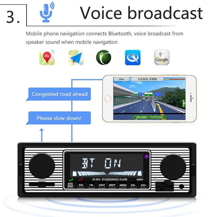 SX-5513 Car LCD Bluetooth 12V MP3 Player, Support FM / TF / U Disk