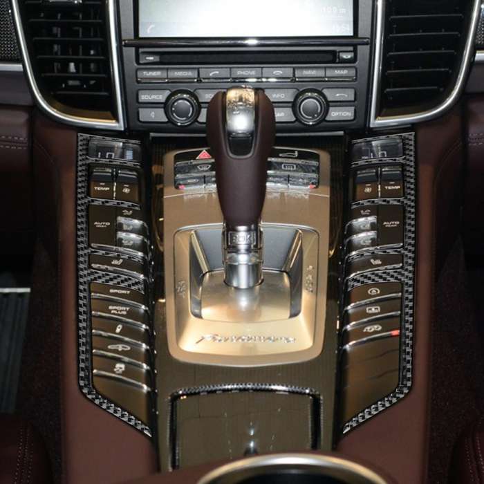 Car Carbon Fiber Central Control Button Frame Decorative Sticker for Porsche Panamera 2010-2016, Lef