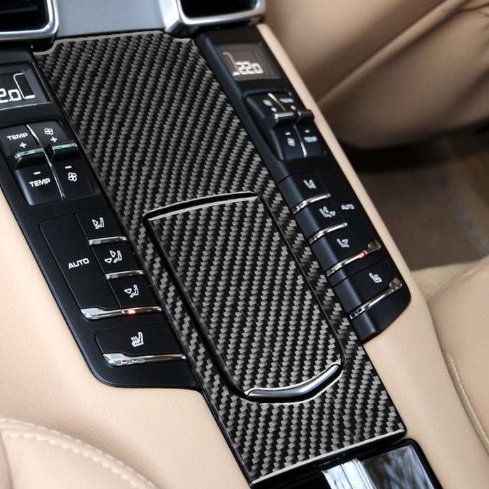 Car Carbon Fiber Rear Seat Multimedia Panel Decorative Sticker for Porsche Panamera 2010-2016, Left