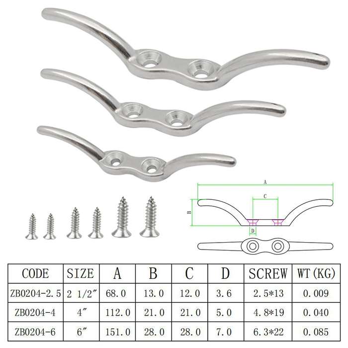 316 Stainless Steel Marine Flagpole Hook with Screw, Style:4 inch