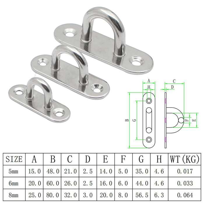 5 PCS 6mm 304 Stainless Steel Ship Oval Door Hinges Buckle