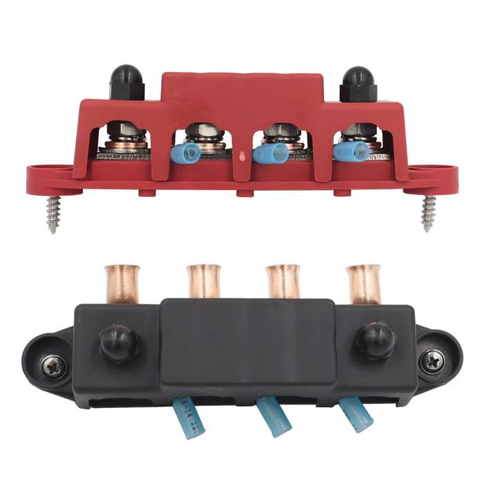 Red M8 Stud RV Ship High Current Power Distribution Terminal Block with Accessories