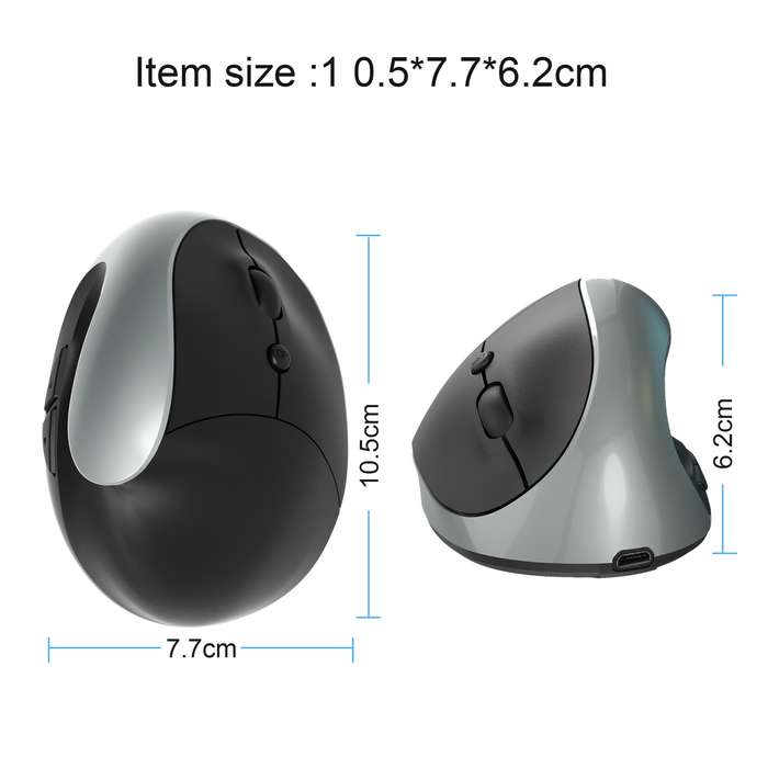 X10 2.4G Wireless Rechargeable Vertical Ergonomic Gaming Mouse(Black)