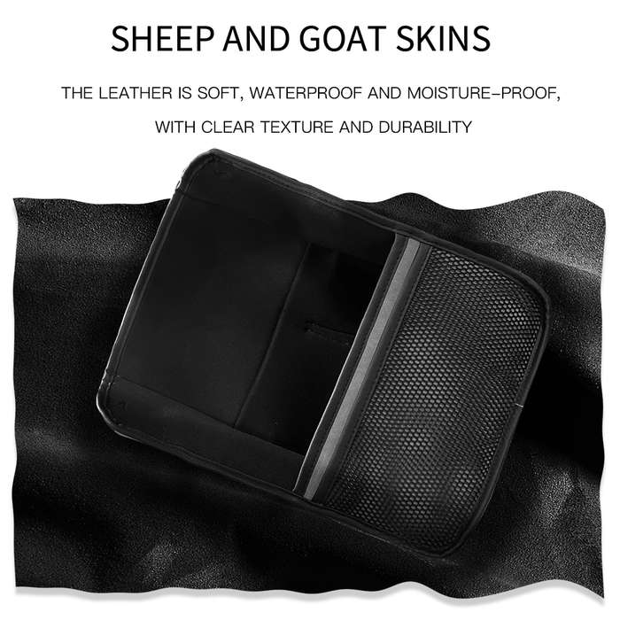 Car Center Console Hanging Bag Sheepskin Leather Storage Bag(Black)