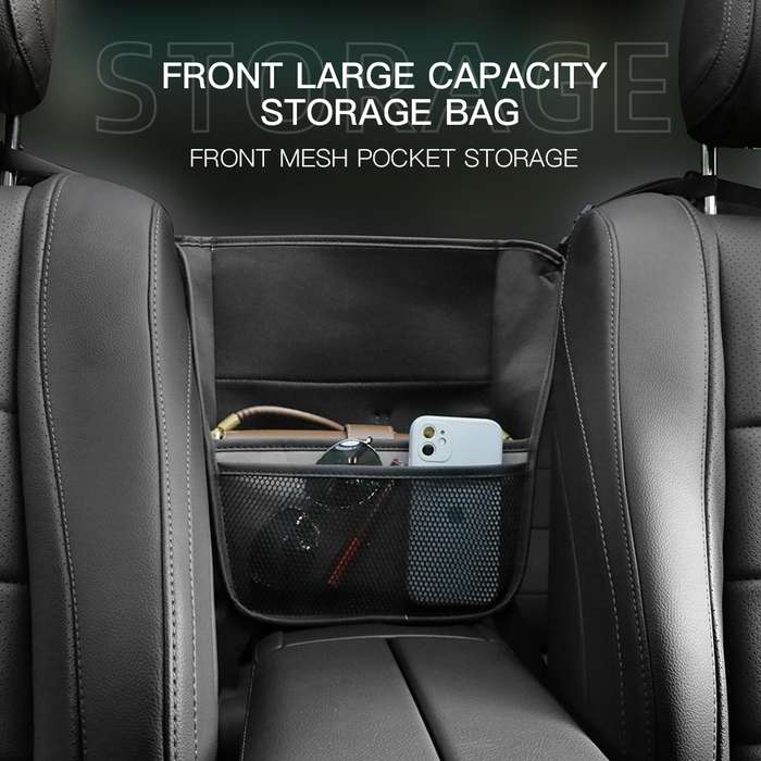 Car Center Console Hanging Bag Sheepskin Leather Storage Bag(Black)