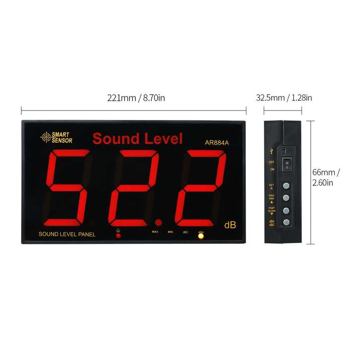 SmartSensor AR884A Smart Wall Mounted Sound Level Meter, EU/US Plug
