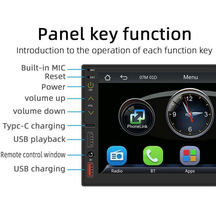 7 inch Wireless CarPlay Car MP5 Player Supports Bluetooth/Reverse/Mobile Phone Internet