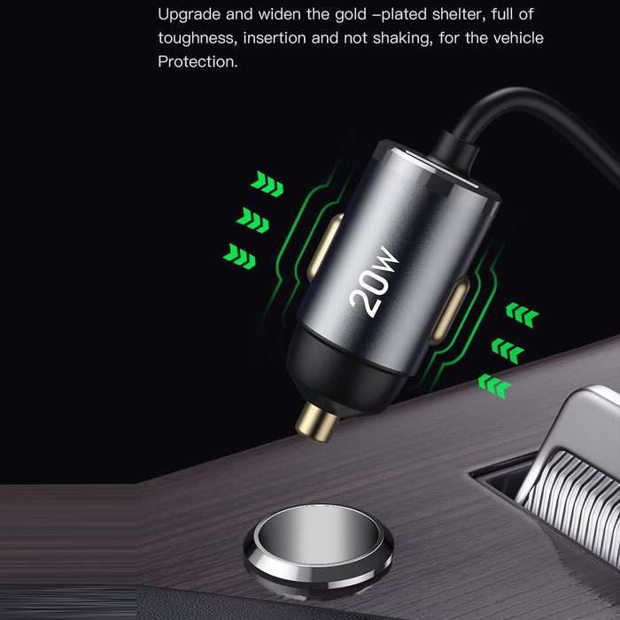 TOTUDESIGN 20W USB Car Fast Charging, Cable Length: 1.2m, Interface:8 Pin(Grey)