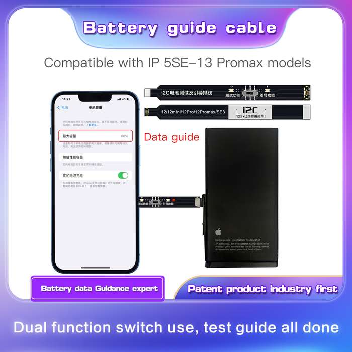 For iPhone 5 SE / 6s / 6 Plus / 6s Plus / 7 / 7 Plus i2C Battery Boot Strap Test Flex Cable