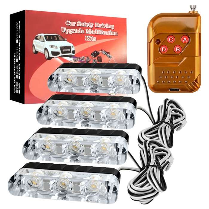 4 in 1 Car 12LEDs Grille Flash Lights Warning Lights with Wireless Remote Control, Color:Blue