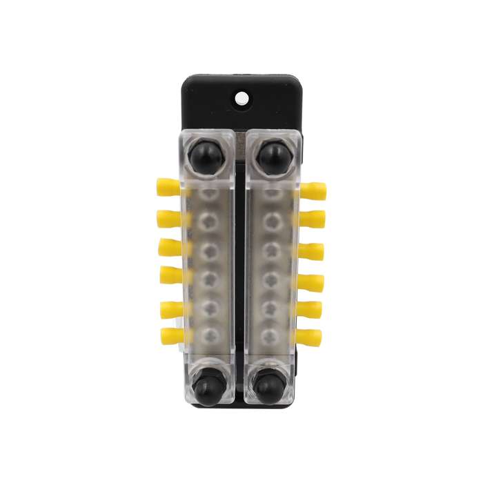 CP-3024 150A 12-48V RV Yacht Double-row 6-way Busbar with 16pcs Terminals(Black)