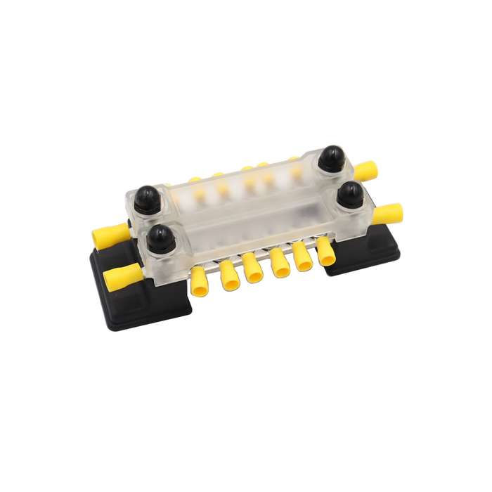CP-3052 150A 12-48V RV Yacht Double-row 6-way Busbar with 16pcs Terminals(Black)