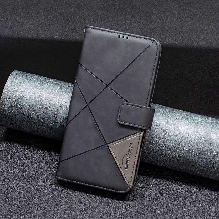 For Xiaomi Redmi 13C Magnetic Buckle Rhombus Texture Leather Phone Case(Black)