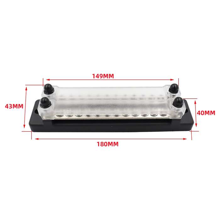 CP-3023-02 150A 12-48V RV Yacht Double-row 12-way Busbar(Black)