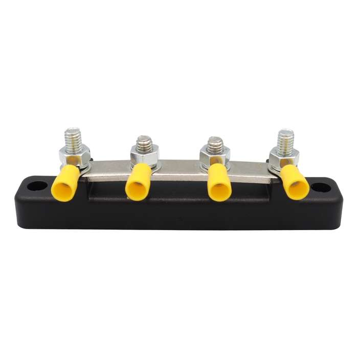 CP-3119 150A 12-48V RV Yacht Single-row 2-way Busbar with 4pcs Terminals(Black)