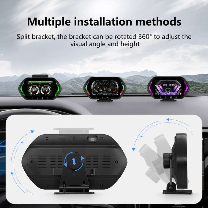 F12 4.5-inch Multi-function HD OBD LCD Instrument Car GPS Slope Meter HUD Head-up Display