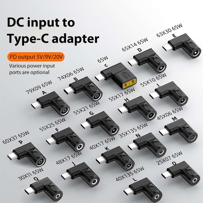 6.3x3.0mm 65W DC Input to USB-C / Type-C PD Power Adapter