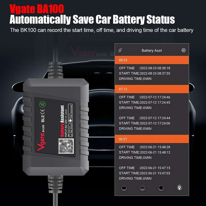 LOCAL STOCK - Vgate BA100 Car 12V Bluetooth 4.0 Battery Assistant Analyzer Tester