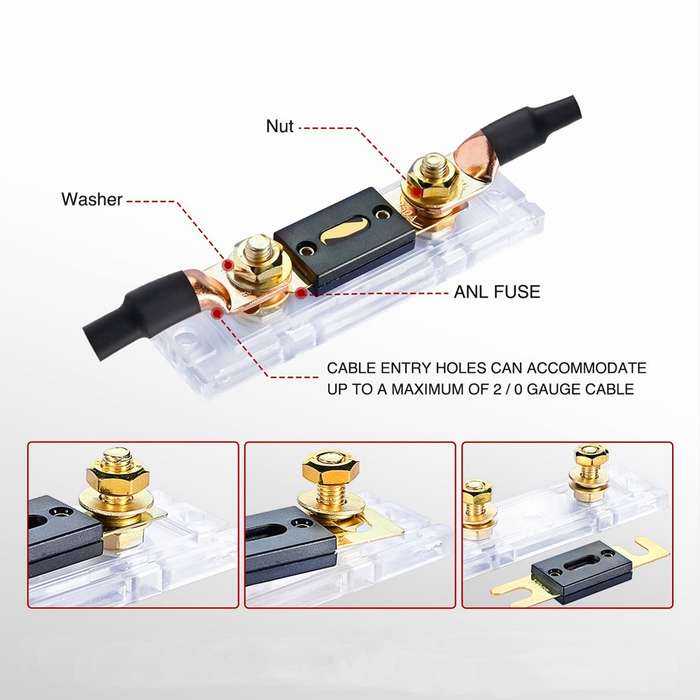 2 in 1 ANL Car Fuse Holder Electrical Protection Insulating Cover, Current:400A