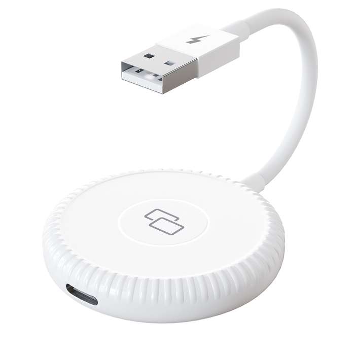 THT-020-6 USB + USB-C / Type-C Carplay Mirror Adapter for iPhone(White)
