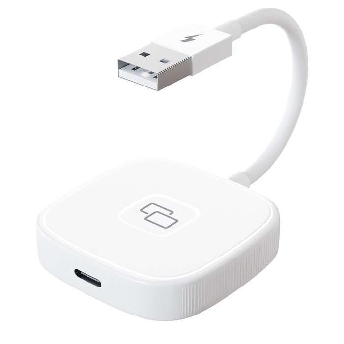 THT-020-7 USB + USB-C / Type-C Carplay Mirror Adapter for iPhone(White)