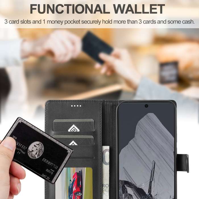 For Google Pixel 9 / 9 Pro LC.IMEEKE Calf Texture Flip Leather Phone Case(Black)