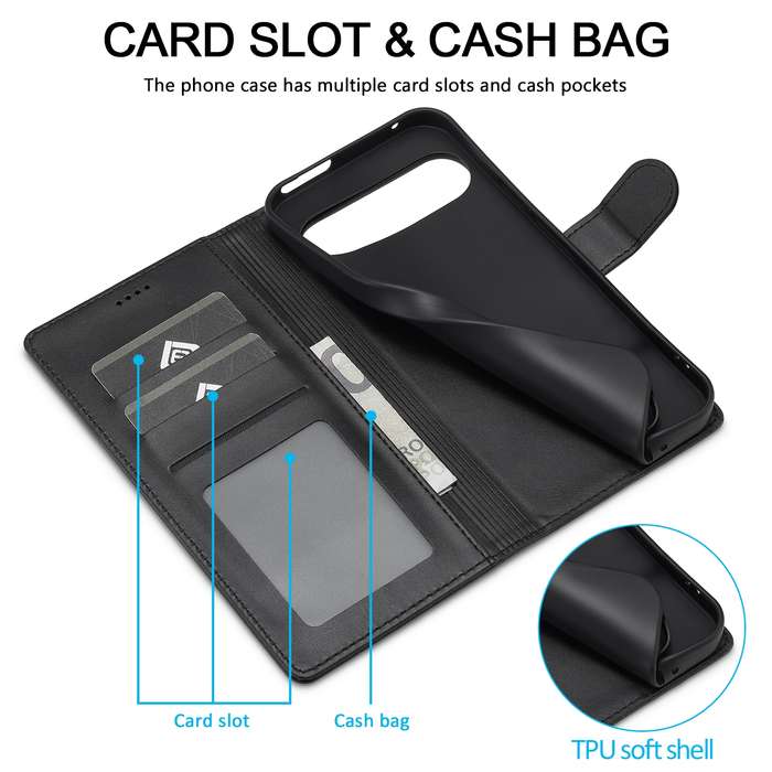 For Google Pixel 9 / 9 Pro LC.IMEEKE Calf Texture Flip Leather Phone Case(Black)