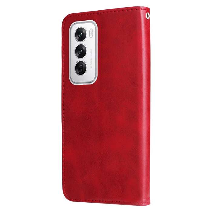 For OPPO Reno12 5G Global Fashion Calf Texture Zipper Leather Phone Case(Red)