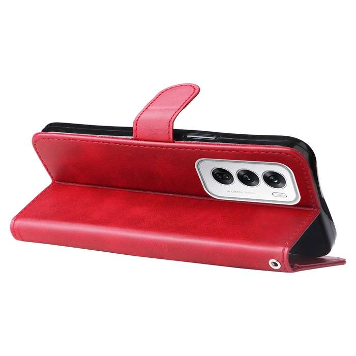 For OPPO Reno12 5G Global Fashion Calf Texture Zipper Leather Phone Case(Red)