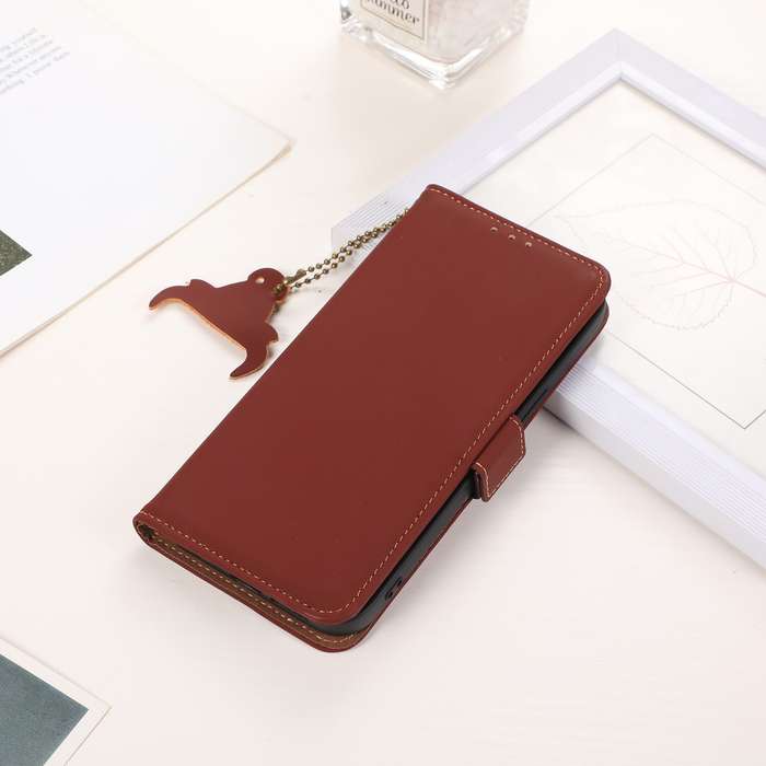 For Xiaomi 14 Ultra Genuine Leather Magnetic RFID Leather Phone Case(Coffee)