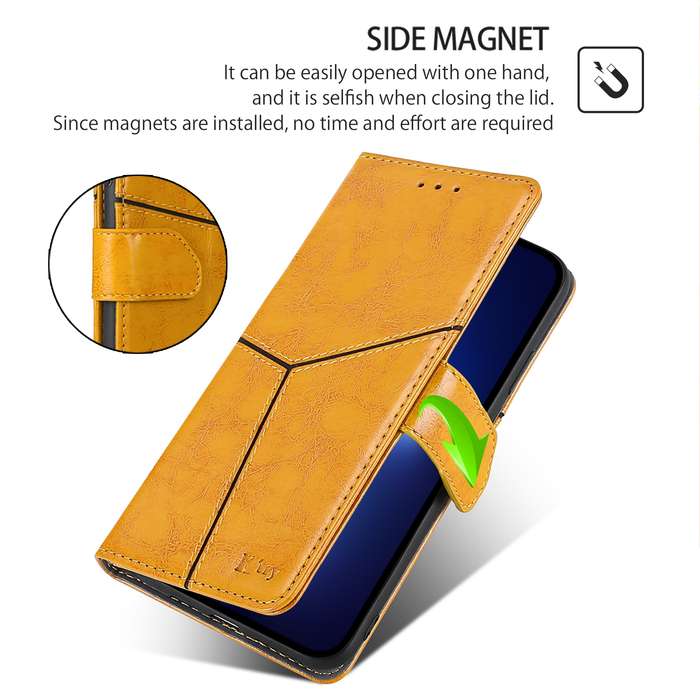 For Realme 12 Pro 5G Geometric Stitching Leather Phone Case(Yellow)