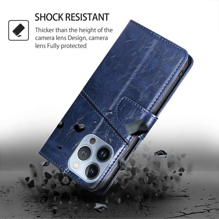 For Realme GT5 Pro 5G Geometric Stitching Leather Phone Case(Blue)