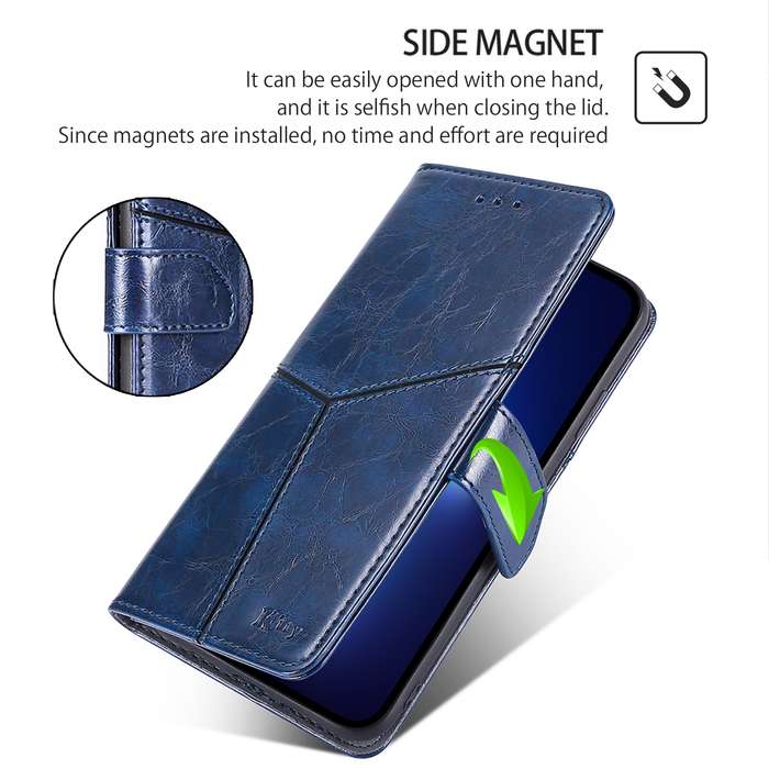 For Realme GT5 Pro 5G Geometric Stitching Leather Phone Case(Blue)