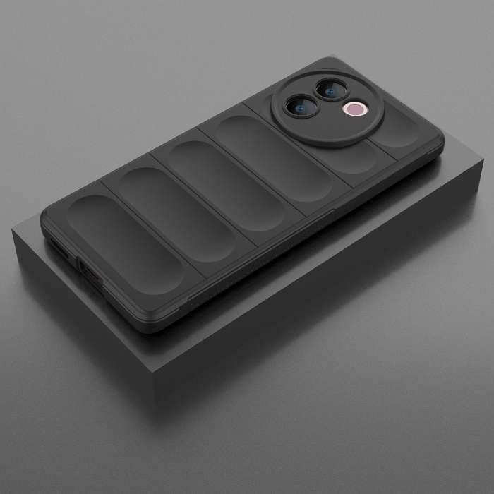 For vivo V30e 5G Global Magic Shield TPU + Flannel Phone Case(Black)