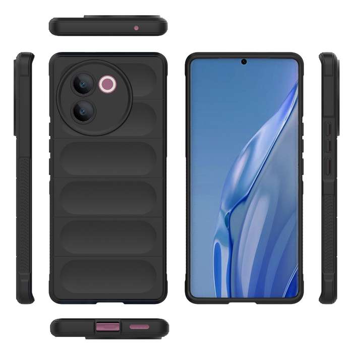 For vivo V30e 5G Global Magic Shield TPU + Flannel Phone Case(Black)