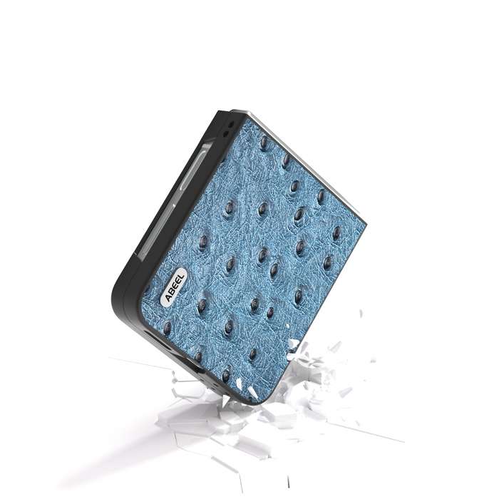 For Samsung Galaxy Z Flip6 ABEEL Genuine Leather Ostrich Texture Phone Case(Blue)