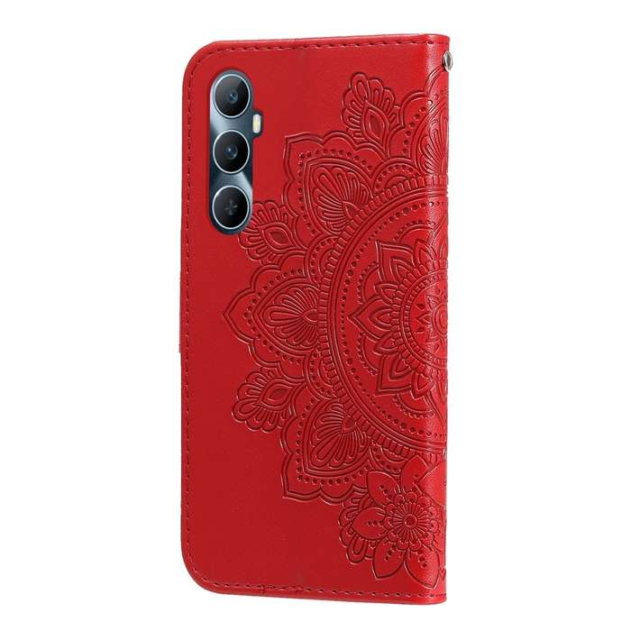 For Realme C65 4G 7-petal Flowers Embossing Leather Phone Case(Red)