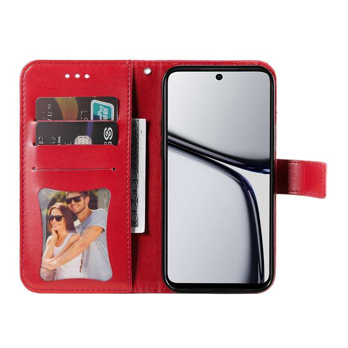 For Realme C65 4G 7-petal Flowers Embossing Leather Phone Case(Red)
