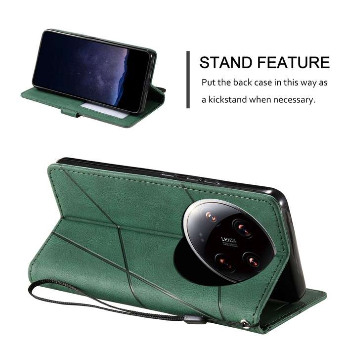 For Xiaomi 14 Ultra Skin Feel Splicing Leather Phone Case(Green)