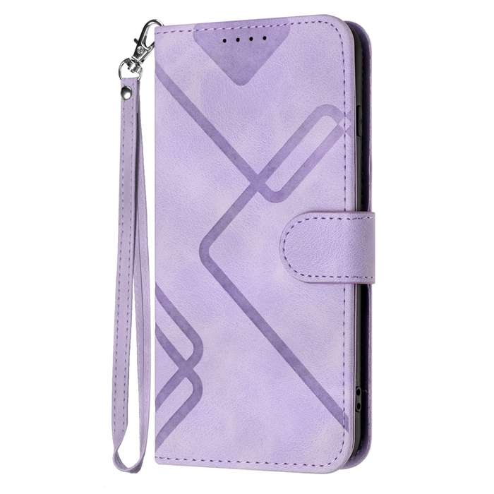 For Honor 200 Line Pattern Skin Feel Leather Phone Case(Light Purple)