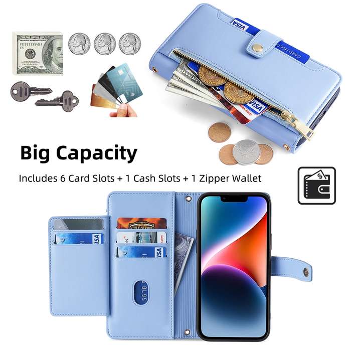 For Samsung Galaxy A51 5G Sheep Texture Cross-body Zipper Wallet Leather Phone Case(Blue)