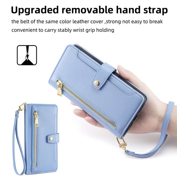 For Samsung Galaxy A51 5G Sheep Texture Cross-body Zipper Wallet Leather Phone Case(Blue)