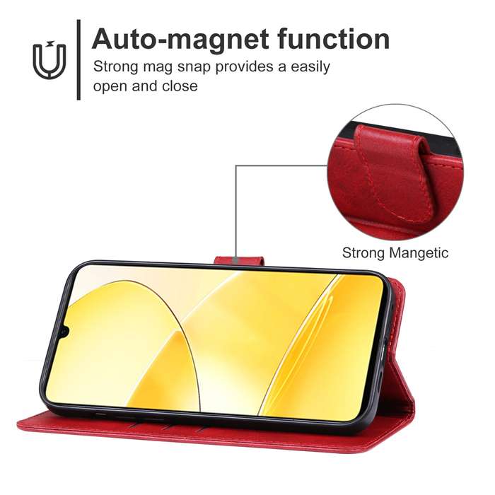 For Realme C61 Leather Phone Case(Red)